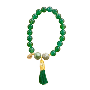 High frequency Chakra Heart Bracelets in Green Onyx