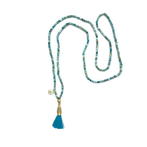 Turquoise Mala Prayer Bead Necklace | Protection & Communication