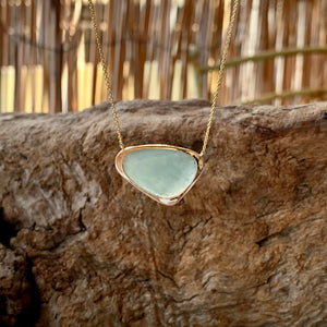 14k yellow gold bezel crystal necklace