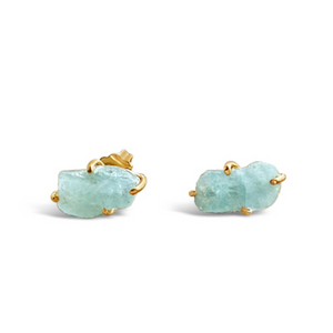 Aquamarine crystal earring studs