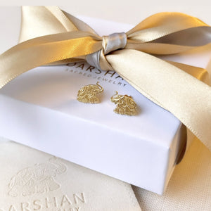14K Gold Elephant Stud Earrings (Ganesha-Inspired)