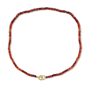 Astrological Hessonite 14k Necklace with Diamond Om Amulet