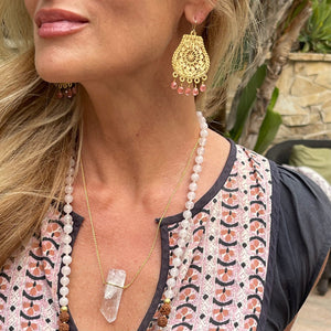 High Frequency Danburite Crystal Necklace in 14k Yellow Gold for Joy and Angelic Connection