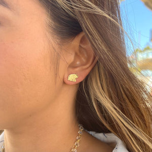 14K Gold Elephant Stud Earrings (Ganesha-Inspired)