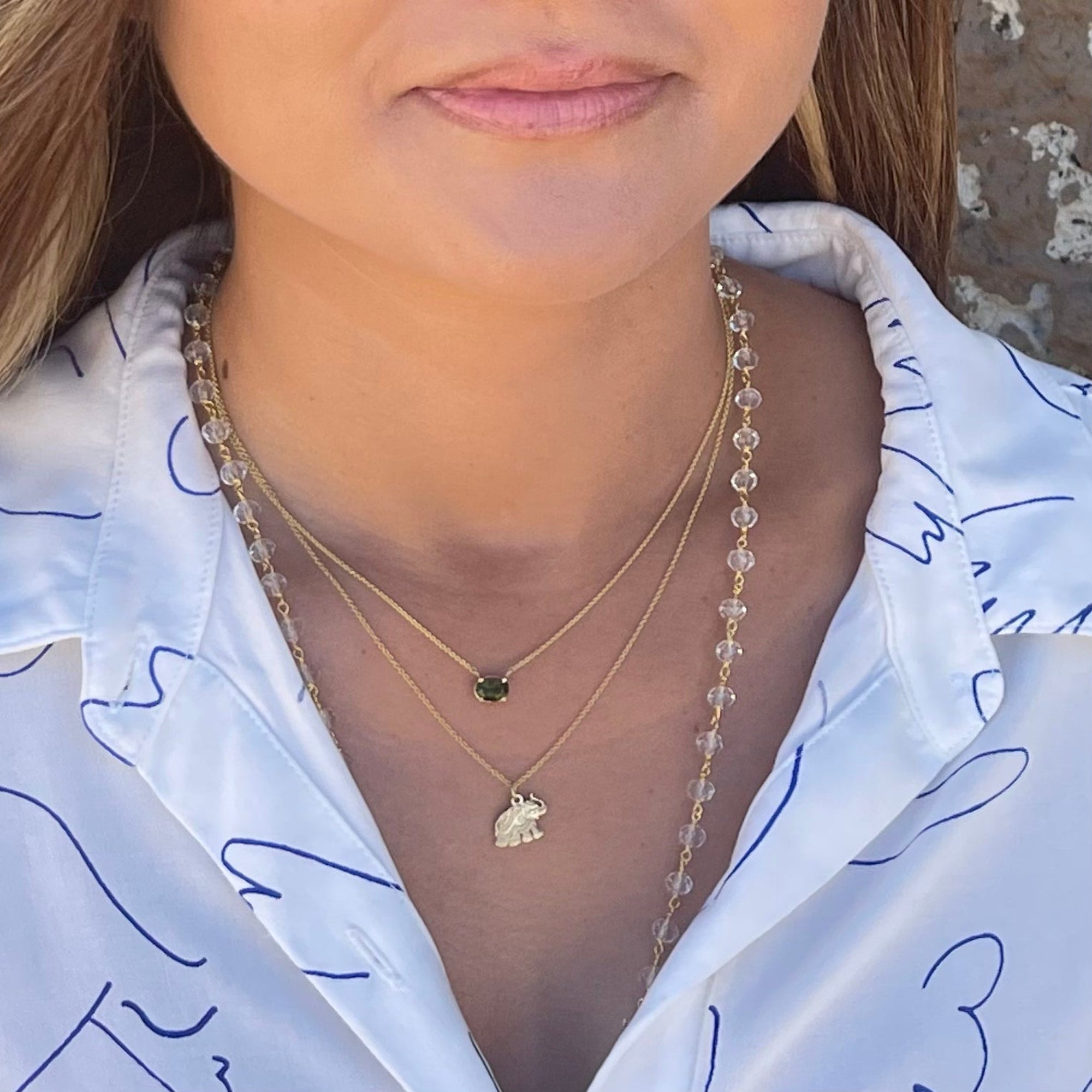 Moldavite Tektite Crystal Gem Healing 14k Necklace