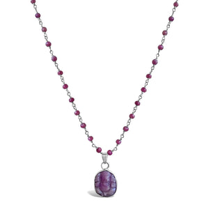 Astrological Ruby Ganesha Mala Prayer Bead Necklace for Courage and Career Growth