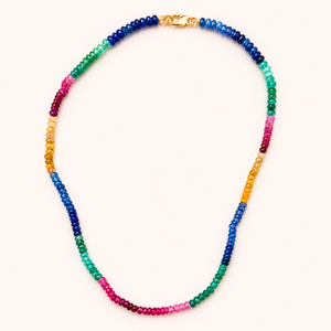 Multicolor Sapphire Necklace in 14K Gold