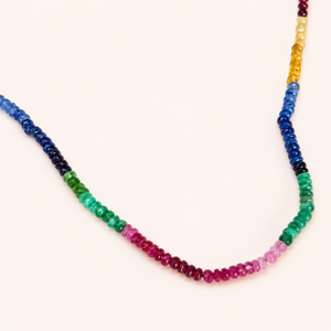 Multicolor Sapphire Necklace in 14K Gold
