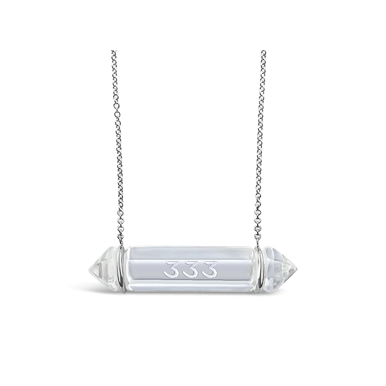 Angel Number 333 Clear Quartz Pendant 14k