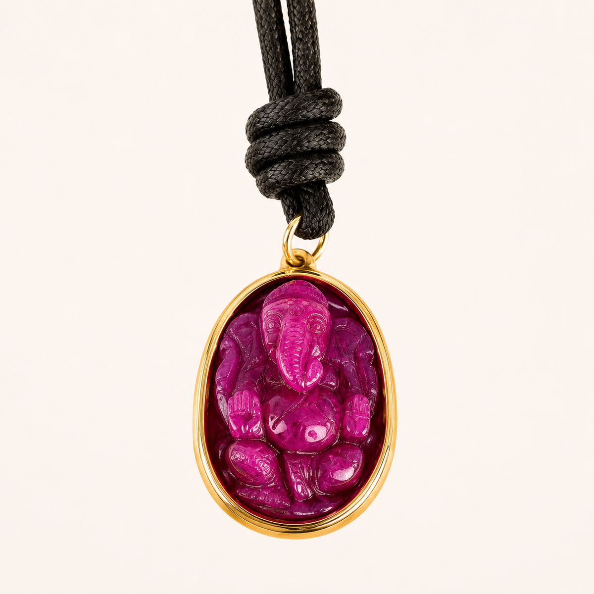 One-of-a-Kind Ruby Ganesha Talisman Pendant in 14K Gold