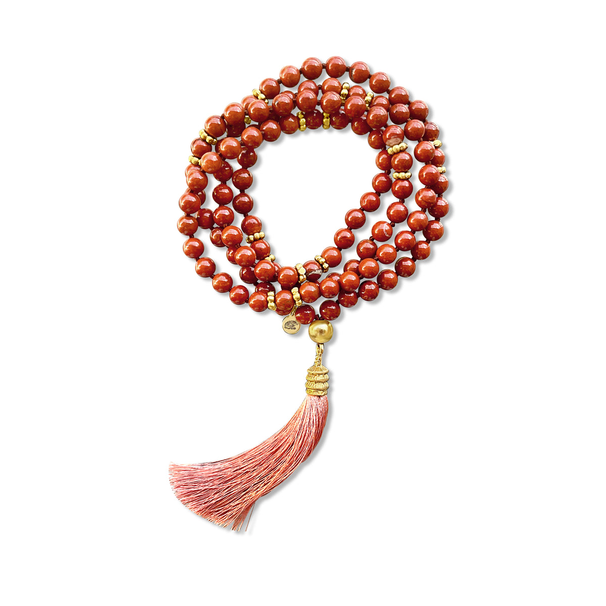 Chakra Root Mala Prayer Bead Necklace with Red Jasper for Grounding and Emotional Healing