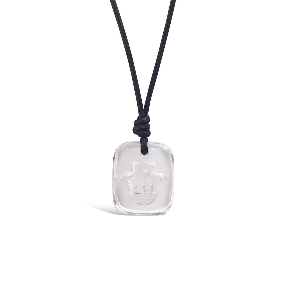Angel Manifesting 111 Necklace with Clear Quartz and Hamsa for Clarity and Protection