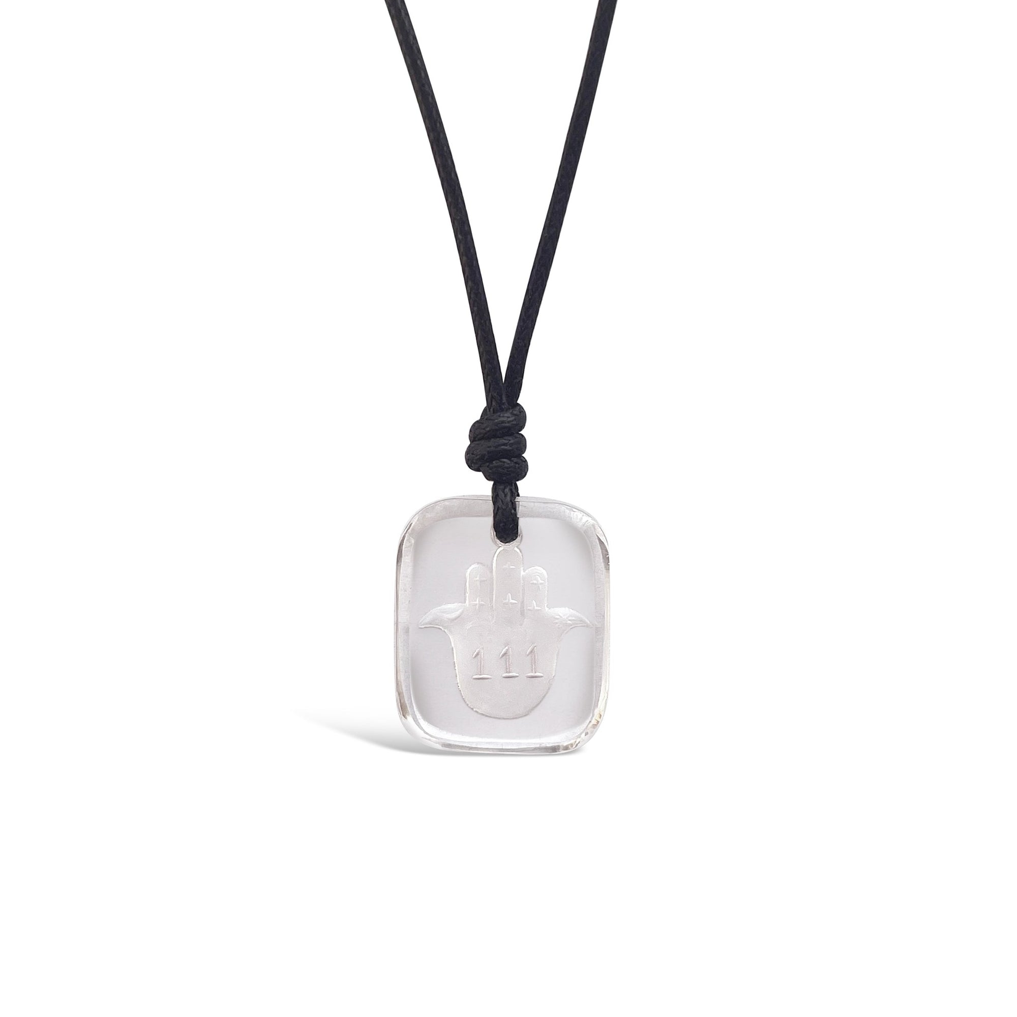 Angel Number 111 Clear Quartz Crystal Hamsa Necklace
