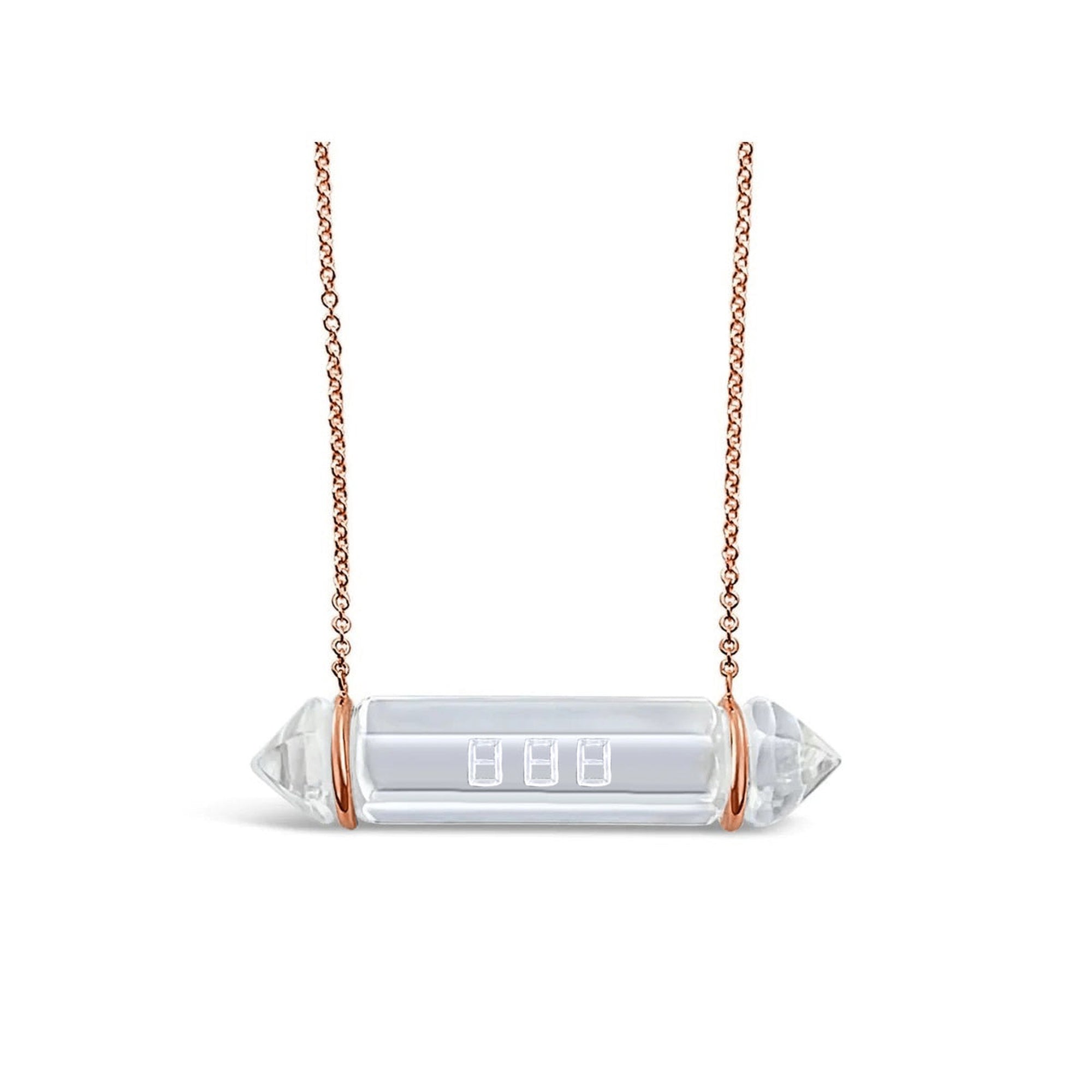 Angel Number 888 Clear Quartz Crystal 14K Necklace