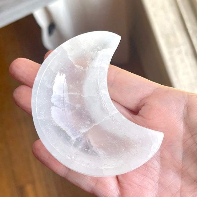 Selenite Crystal Moon Charging Bowl