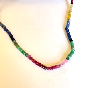 Astrological Ombre Multi-Color Sapphire Necklace – Healing Gem Jewelry for Balance and Abundance, 18"