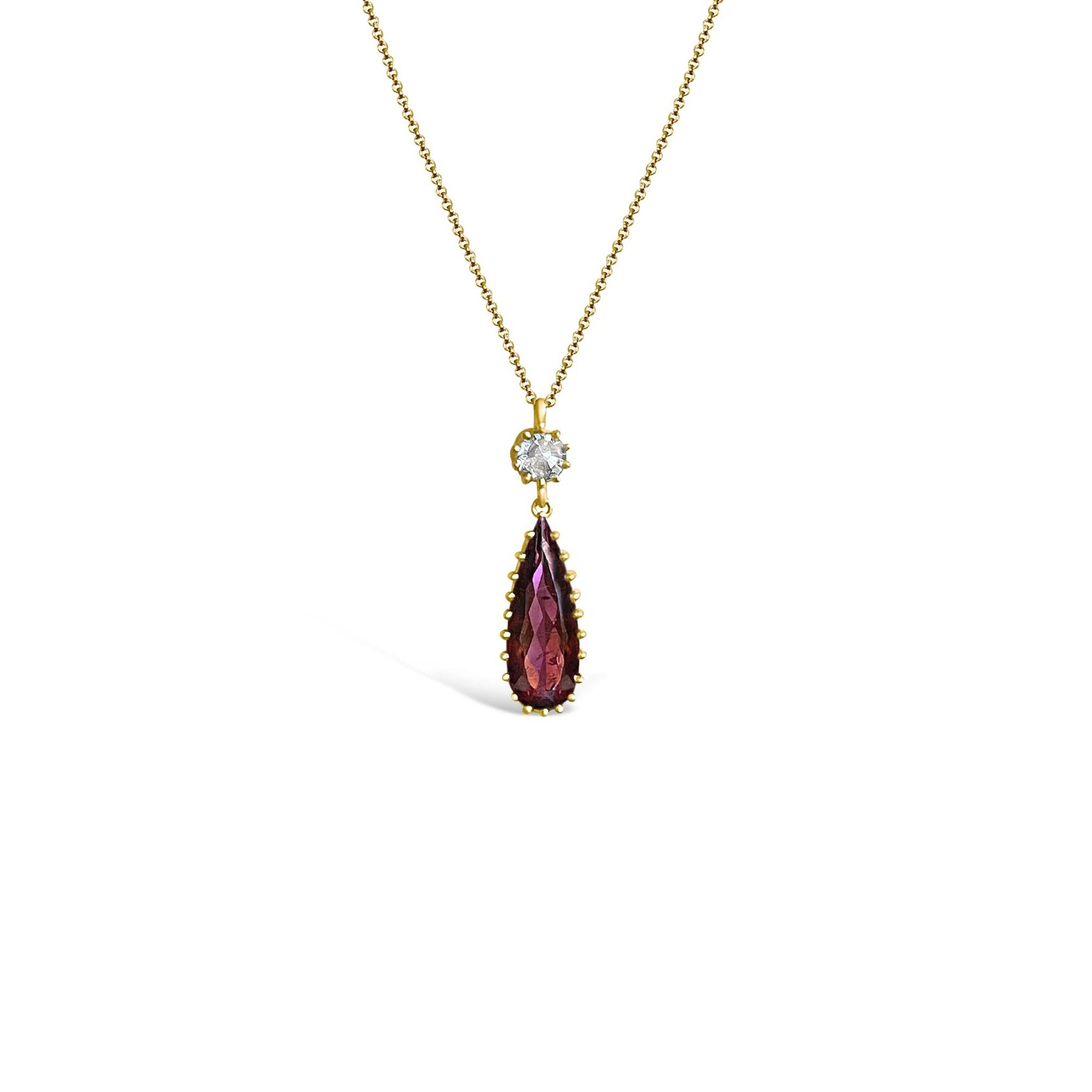 Diamond & Tourmaline Crystal Necklace 18k