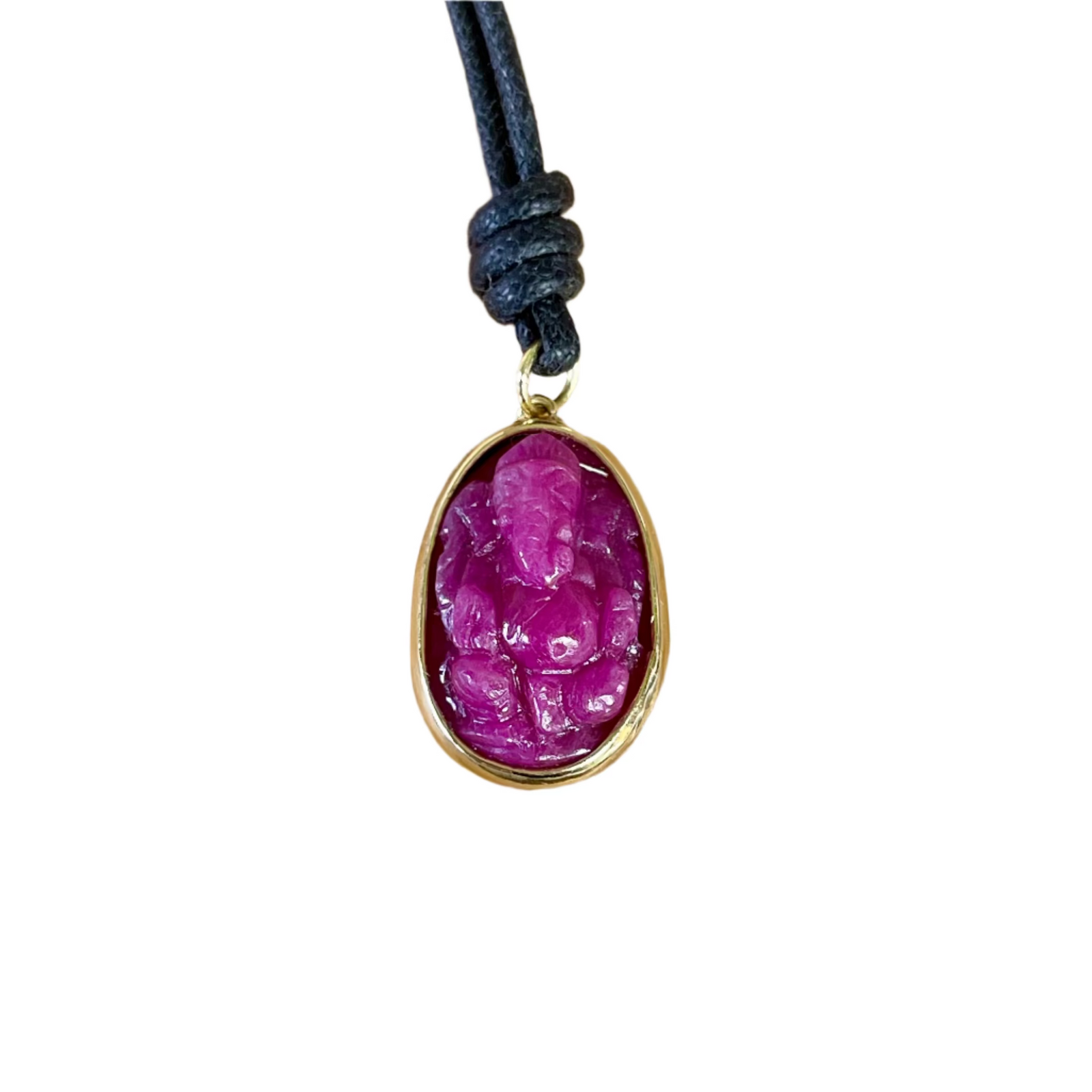 One-of-a-Kind Ruby Ganesha Talisman Pendant in 14K Gold