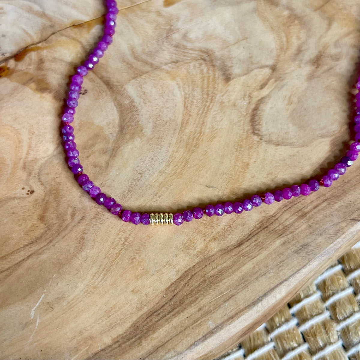 Astrological Ruby Necklace — 14k Gold Accents (17&quot;)