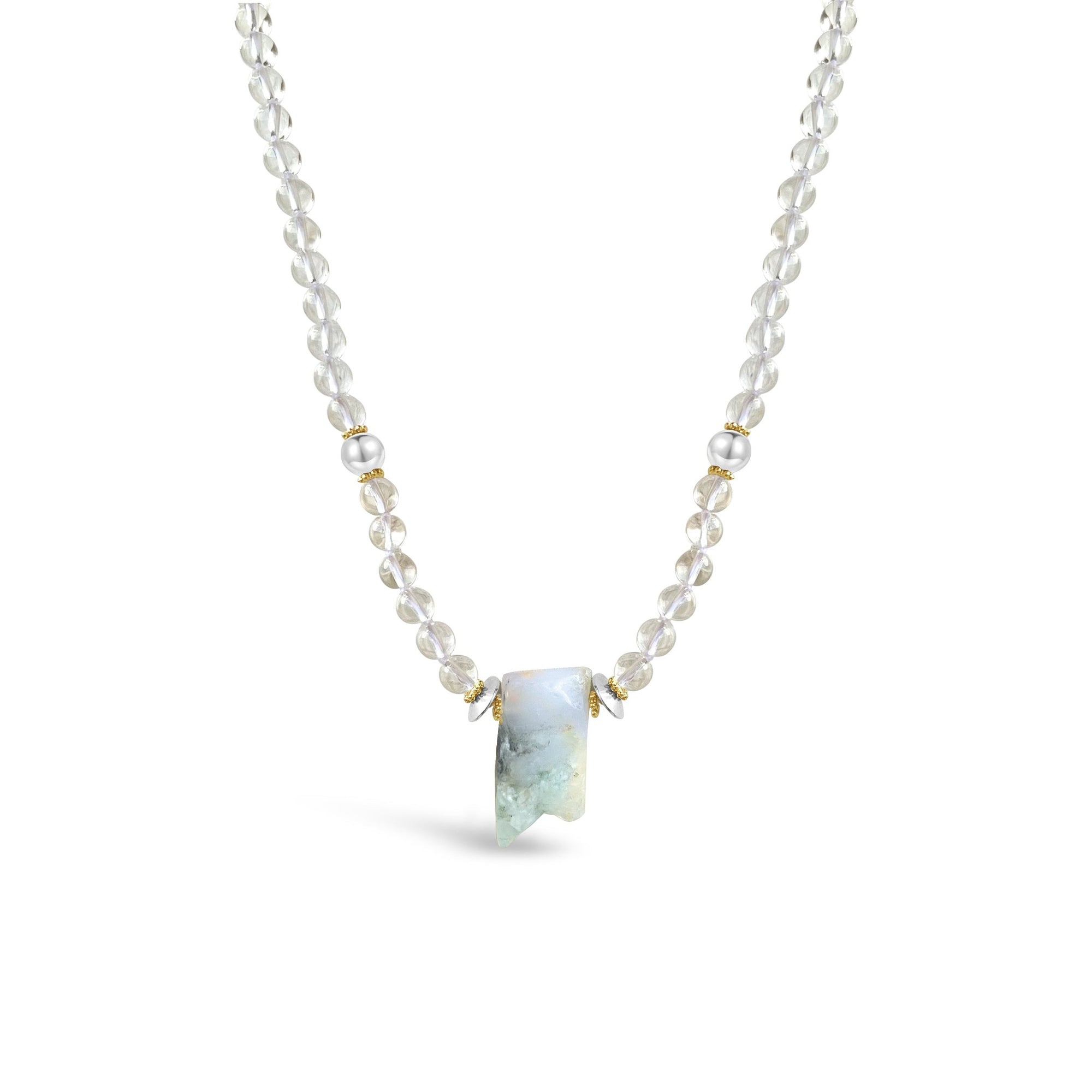 Clear Quartz Crystal Necklace with Chrysoprase