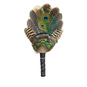 Native American Feather Fan for Smudge with Peacock Feathers