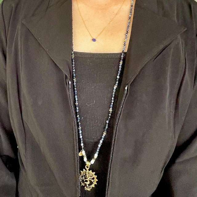 Astrological Blue Sapphire Pendant — 14k Yellow Gold