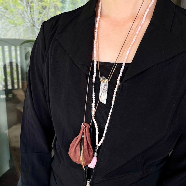 Native American Medicine Bag with High Frequency Crystals for Healing