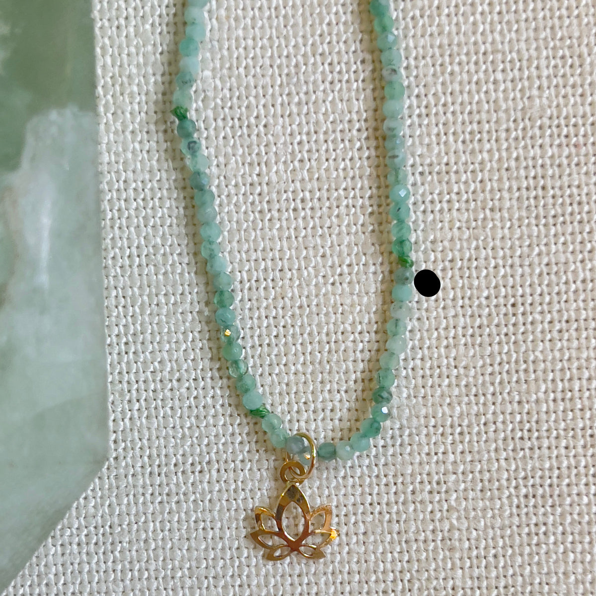 Natural emerald lotus necklace with 14k gold charm