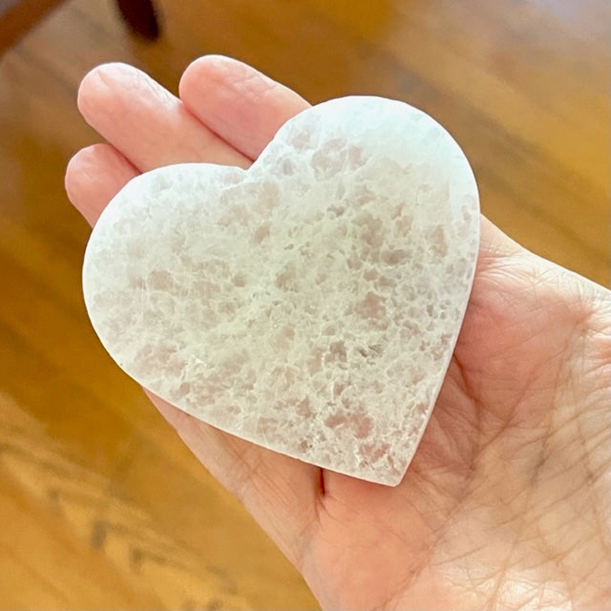 Selenite Heart Crystal Charging Plate