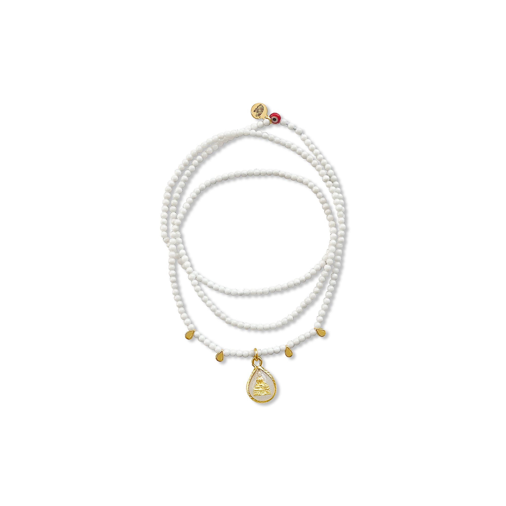 White Coral Mala Prayer Bead with Buddha Amulet