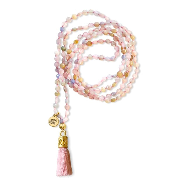 Morganite Mala Prayer Bead Necklace