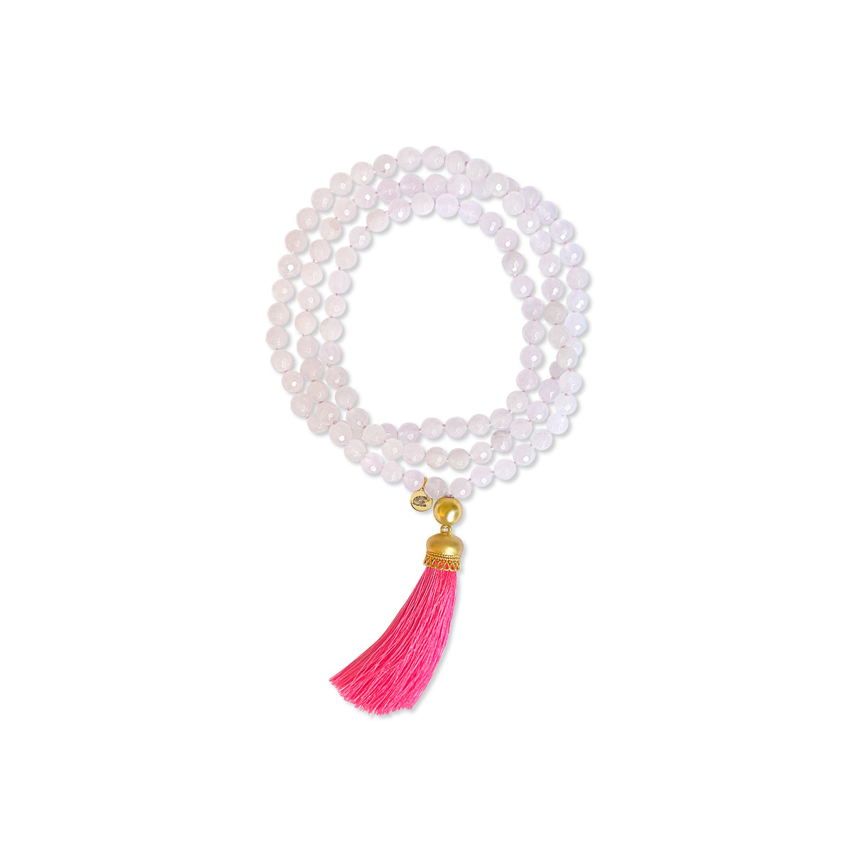 Rose Quartz Mala Prayer Bead Necklace for Love