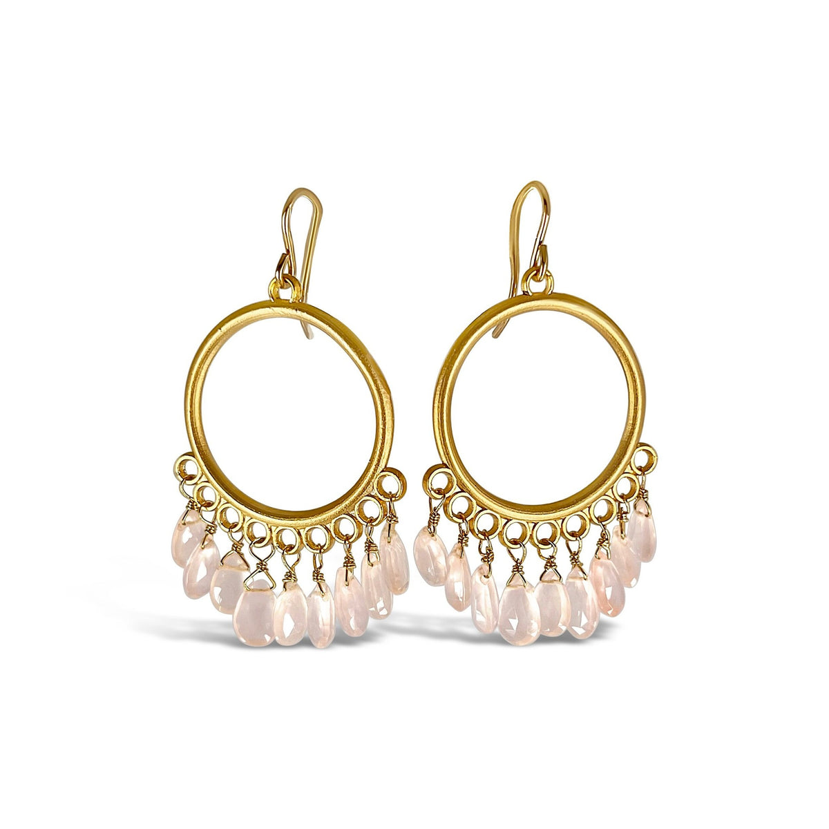 Rose Quartz Chandelier Hoop Earrings