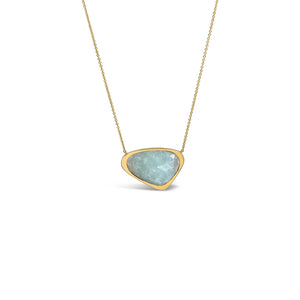 Aquamarine crystal necklace 14K bezel
