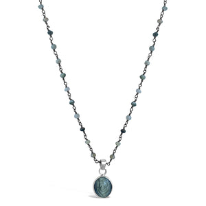 Cat's-Eye Carved Ganesha Vedic Mala Prayer Bead Necklace
