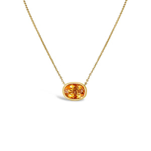 Astrological Gem Citrine Crystal 7ct Bezel 14K Necklace