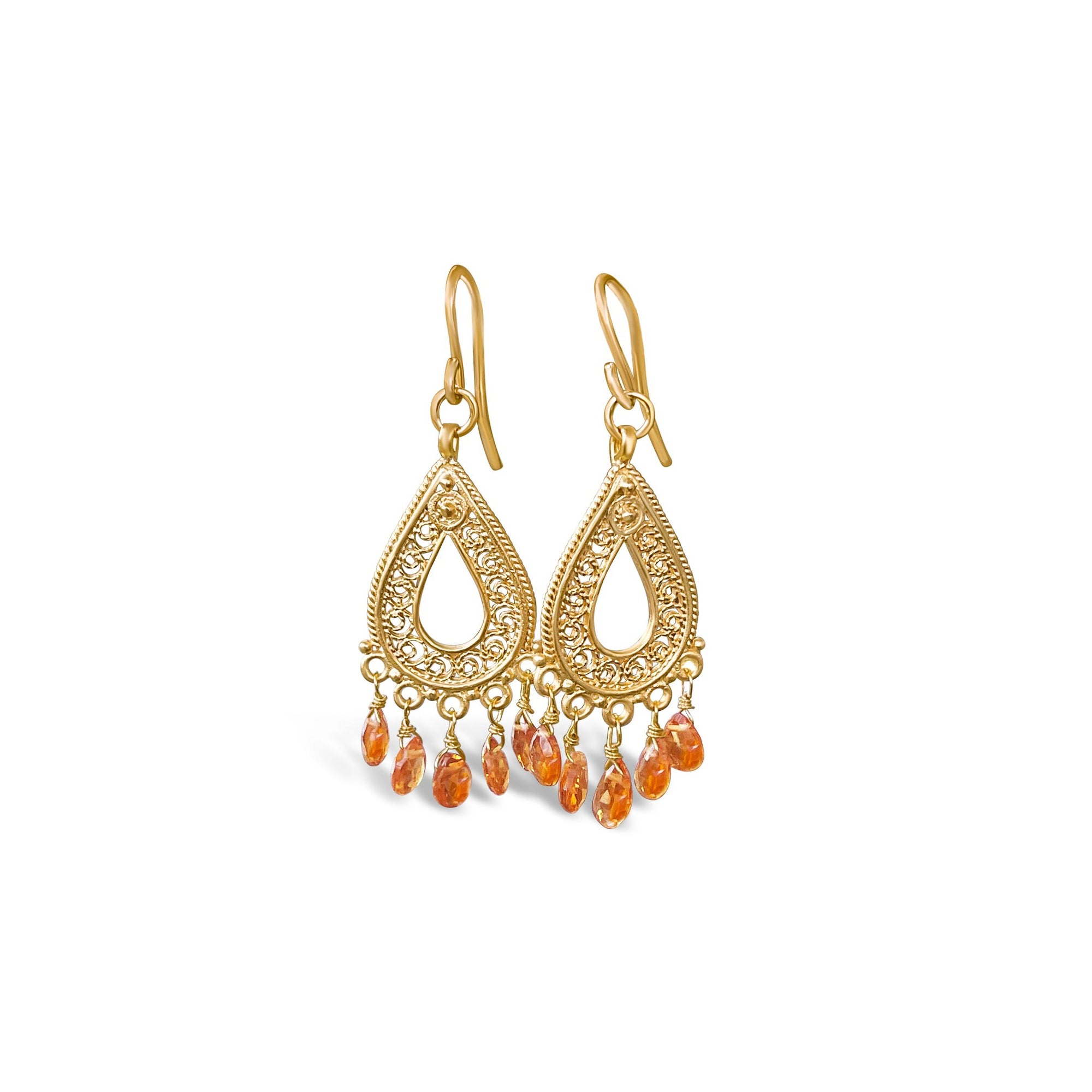 Citrine teardrop chandelier earrings
