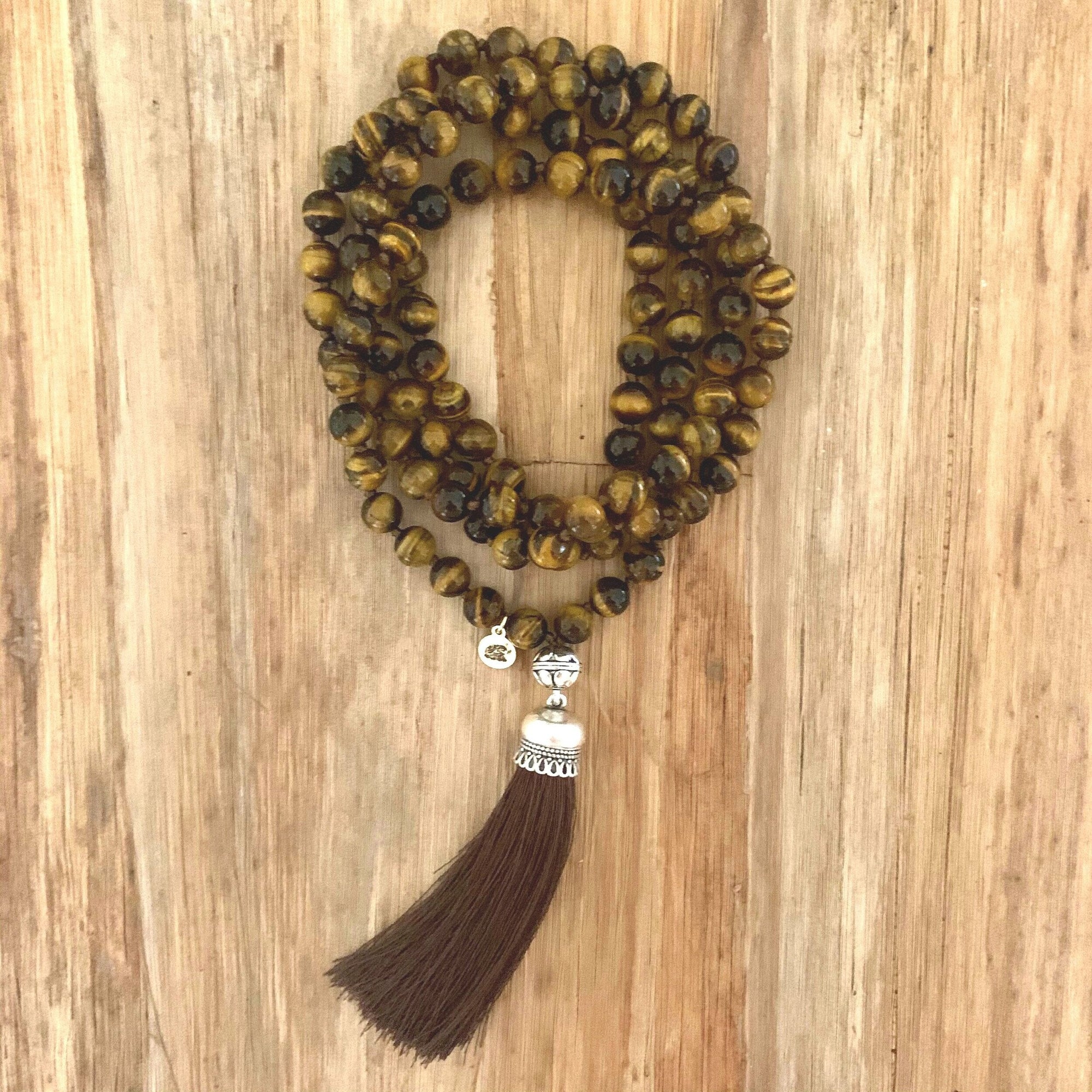Tiger Eye Mala Prayer Bead Necklace