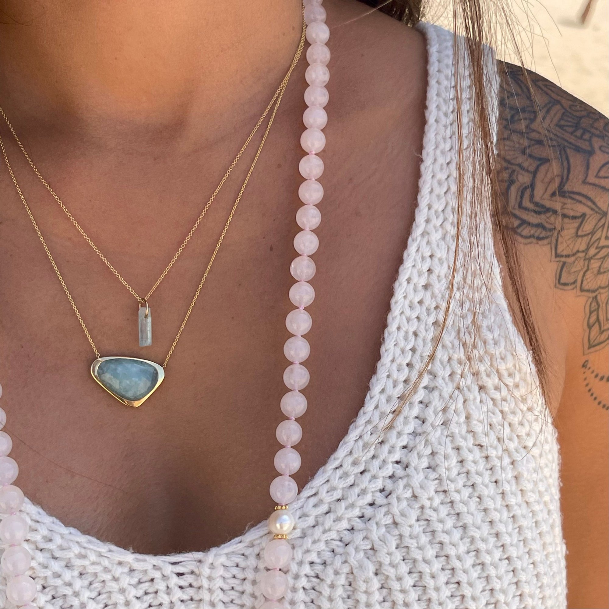 Aquamarine crystal necklace