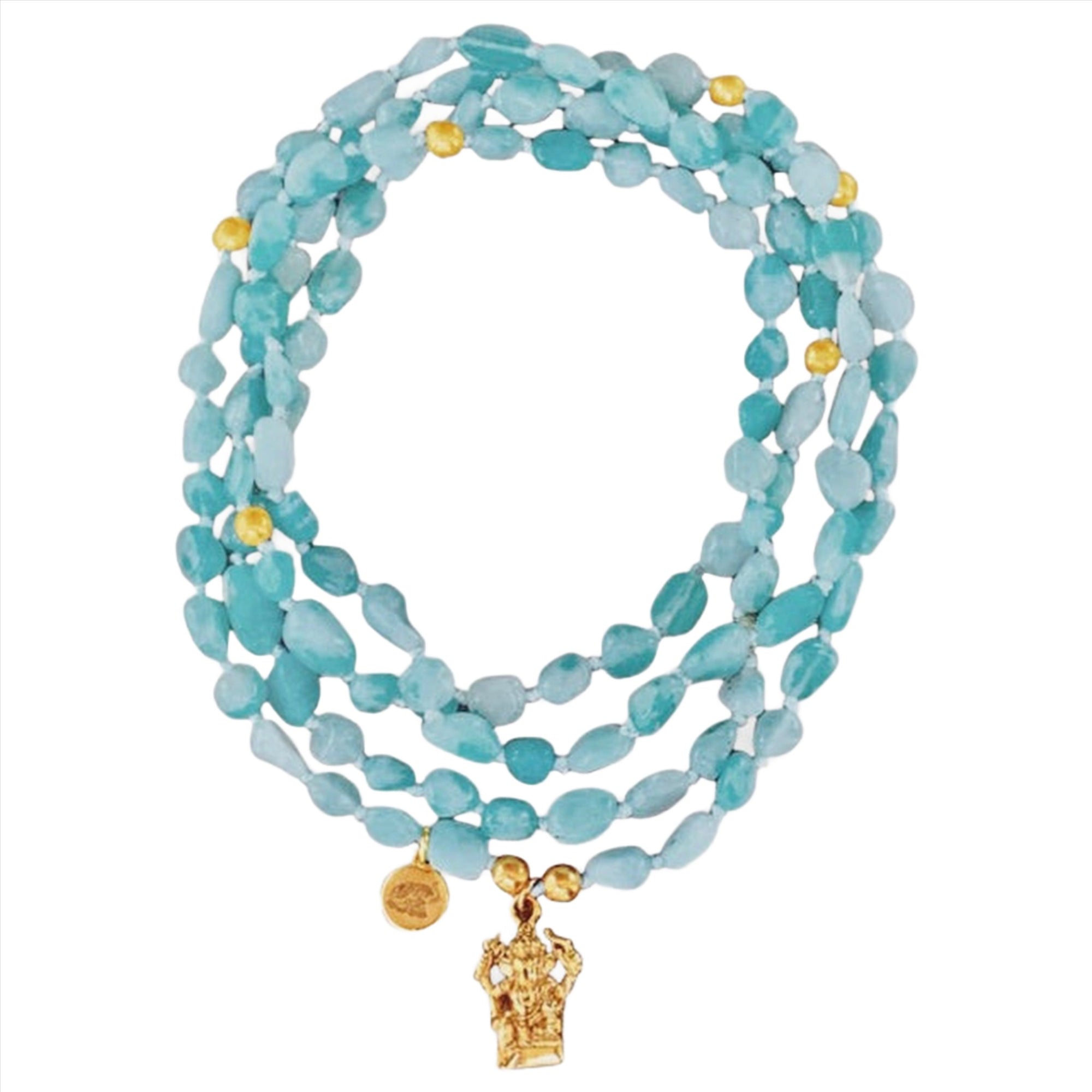 Gold plate amazonite mala prayer