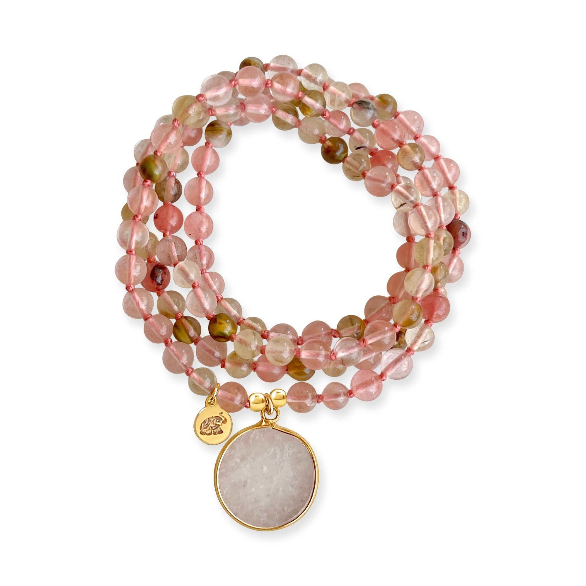 Rose pendant mala prayer bead necklace