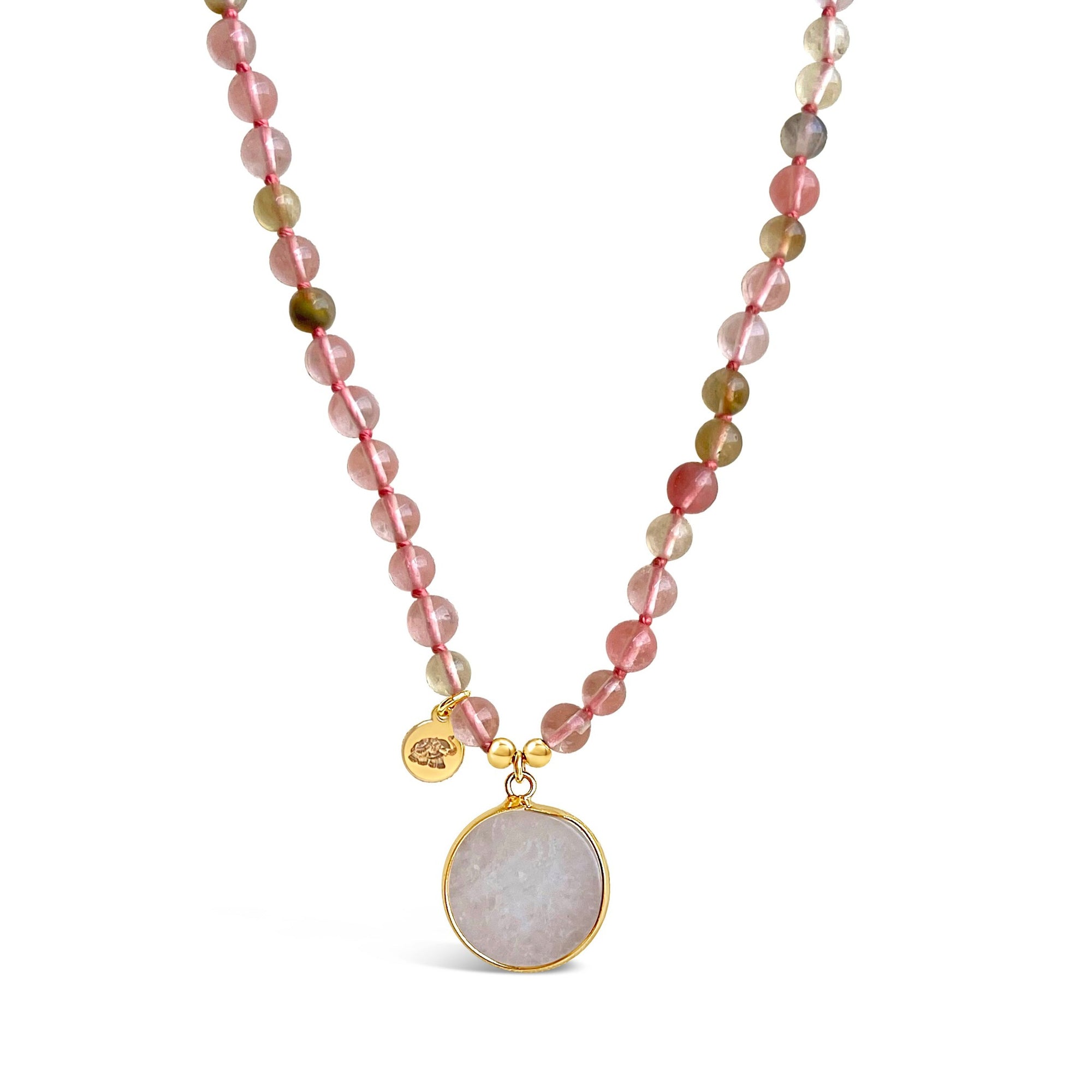 Rose pendant mala prayer bead necklace