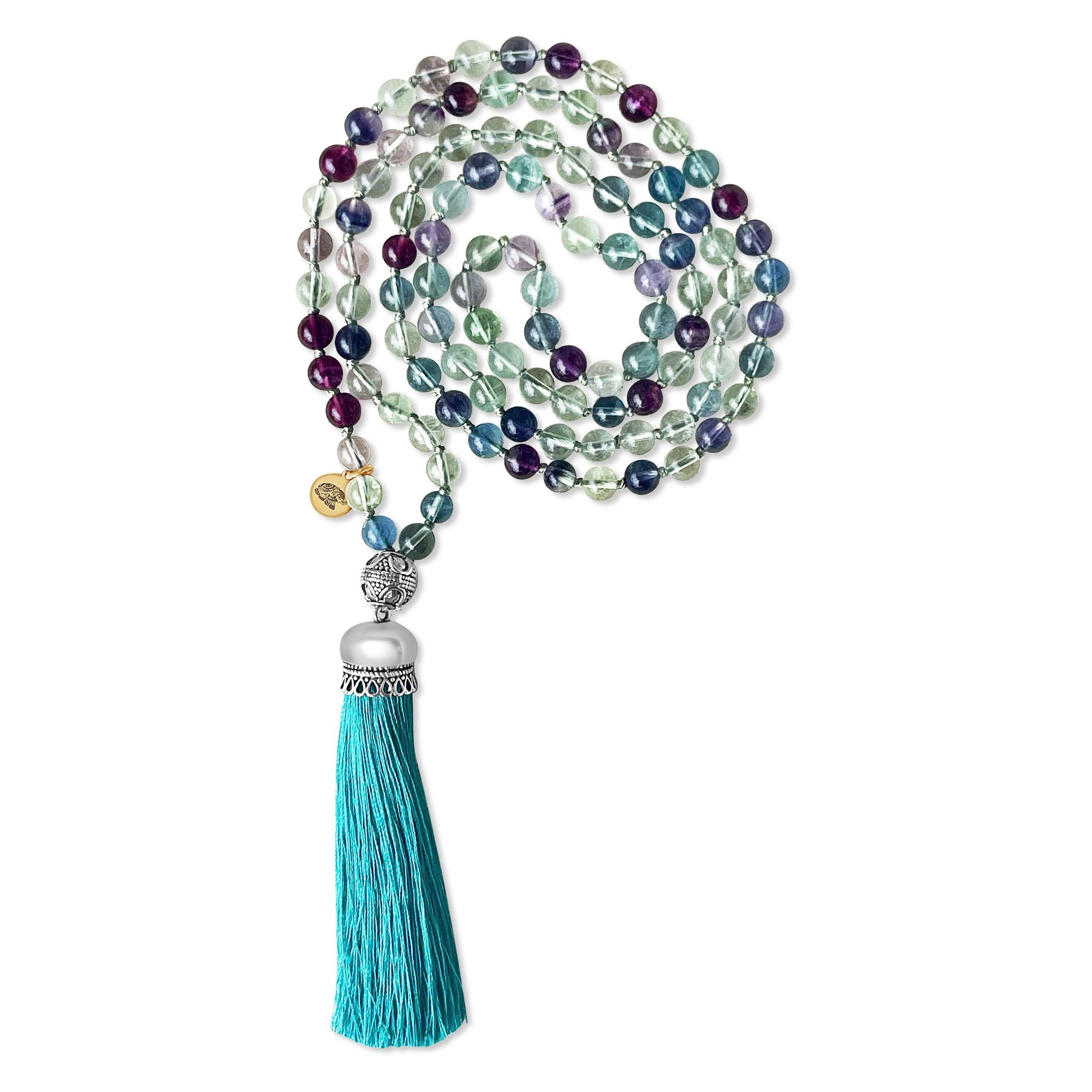 Fluorite Mala Prayer Bead Necklace For  Focus