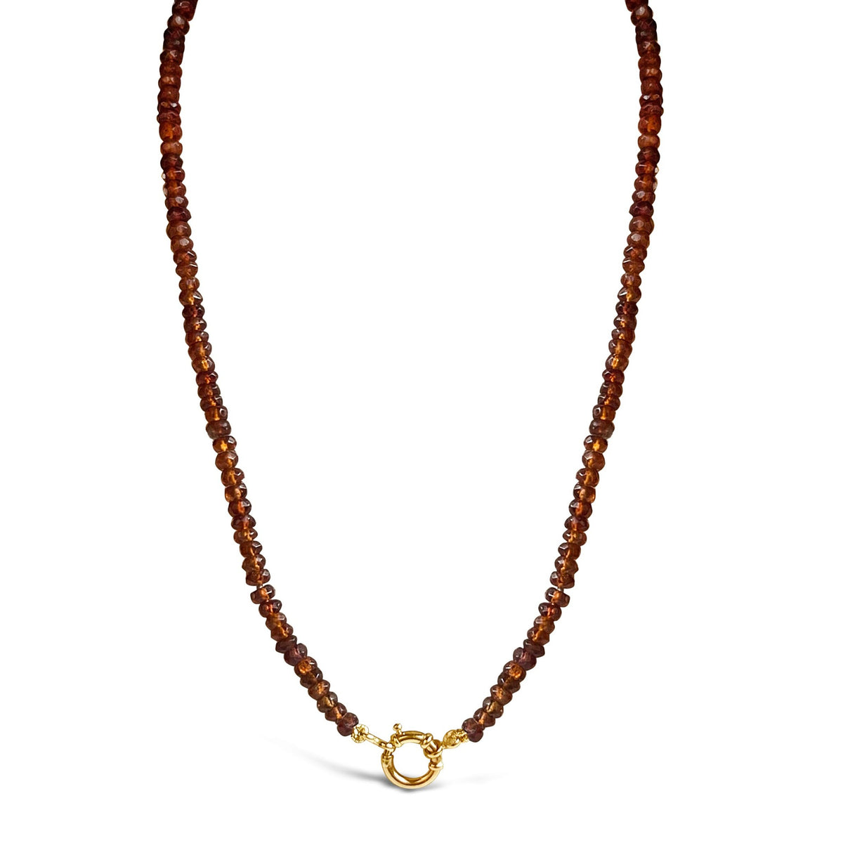 Astrological Hessonite 14k Necklace with Diamond Om Amulet
