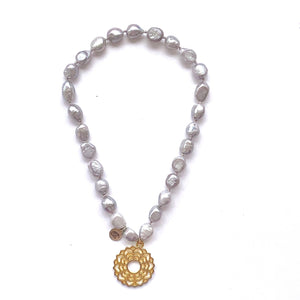 Pearl Hand Wrist  Mala Prayer Bead Necklace| Heart Chakra